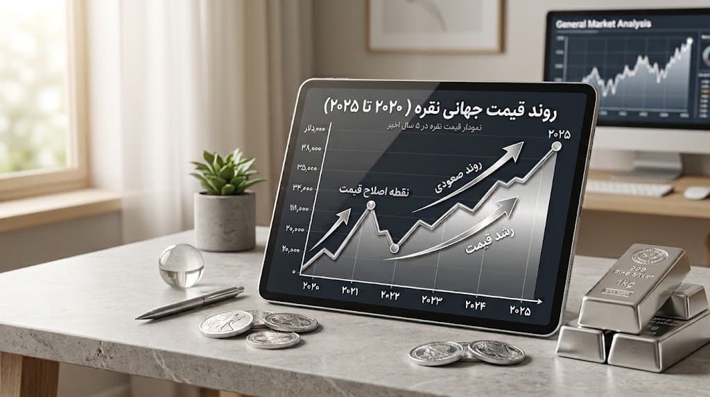 نمودار قیمت نقره در ۵ سال اخیر؛ بررسی علل روند صعودی و پیش‌بینی آینده